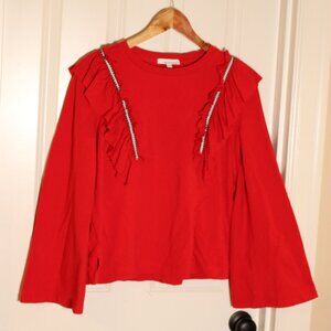 Anthropologie Moelleux red long bell sleeve t shirt crop small